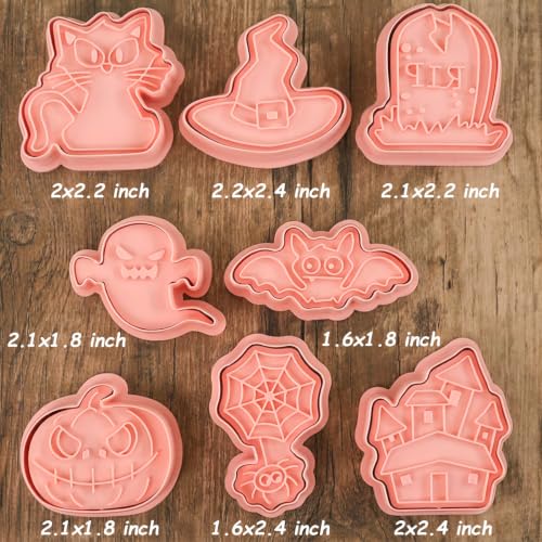 Mini Halloween Cookie Cutters with 3D Stamps - Cat Design Set