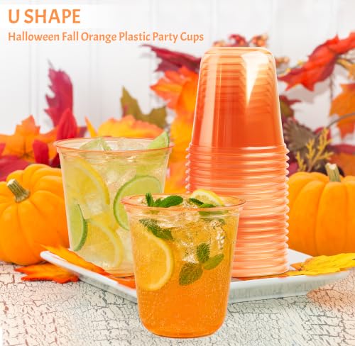 60 Pack 12oz Disposable Plastic Wine Glasses - Bright Orange