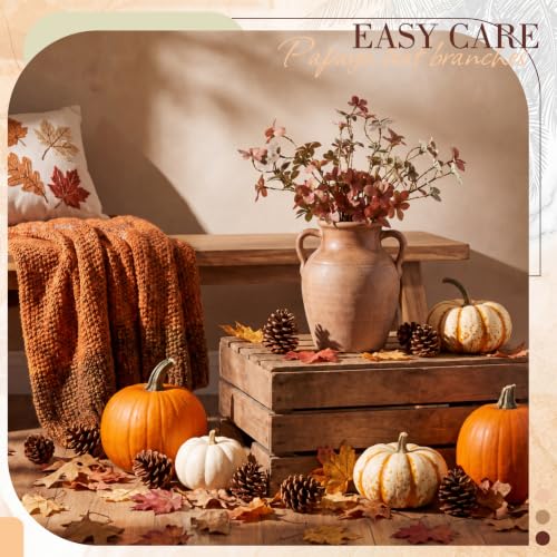 Artificial Fall Leaves Stems for Vases - 16 Inch Faux Autumn Branches, 6 Pack