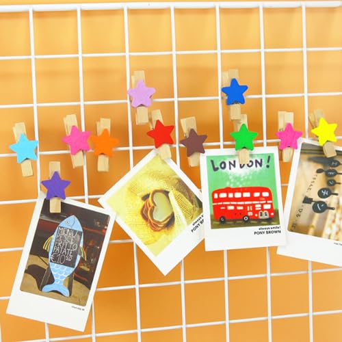 Colorful Wooden Photo Clips Wall Hanging Set - Style B, 50 Pieces