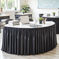 Black Satin Long Table Skirt 17ft Rectangular with Variation - Classroom Party Decor
