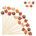 Fall Theme 125 pcs Cocktail Picks - Autumn Thanksgiving Decor, Squirrel Pumpkin Maple Leaf Skewers