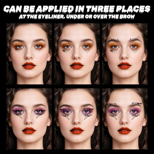 Halloween Eye Shadow Temporary Tattoos for Adults - Black, 20 Pairs, Easy Application