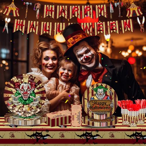 Halloween Evil Circus Disposable Party Tableware Set for Kids - Serves 24 - Variation of THIS listing