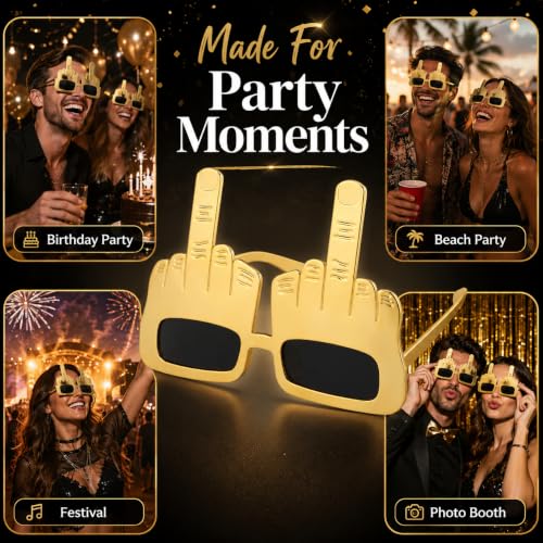 Funny Middle Finger Sunglasses Party Photo Booth Props - 3 Pack