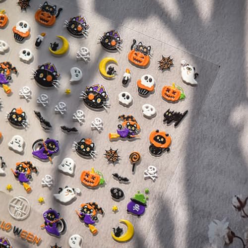 Halloween Nail Stickers Spooky & Cute 3D Decals - Style-2