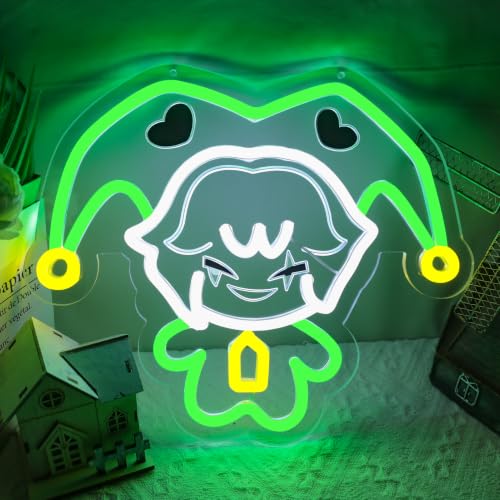 Green Harlequin Circus Neon Sign Wall Decor - 11.8x10.2 Inches with Dimmable LED USB Light