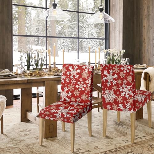 Christmas Red Snow Stick Figure Chair Covers - 8PCS Holiday Home Decor