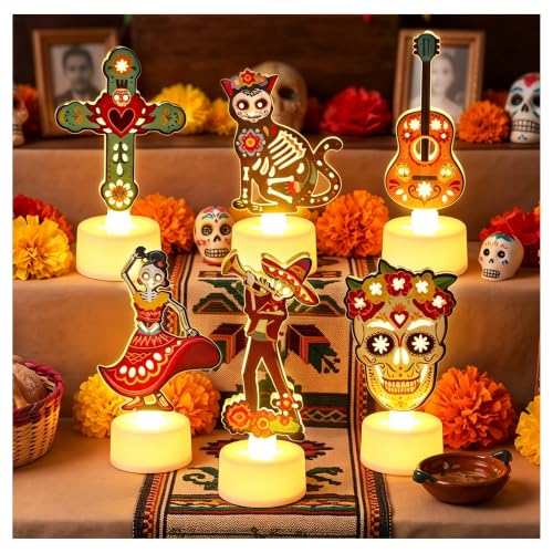 Day of the Dead Tabletop Decorations - 12 Pieces, Vibrant Sugar Skull Design - Variation of THIS Listing