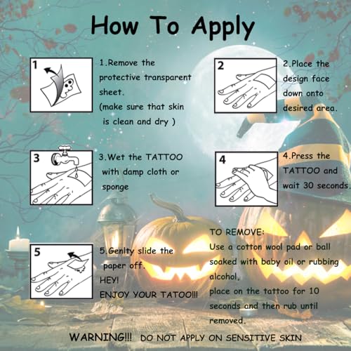 Kids Halloween Glitter Temporary Tattoos Set - 74 Sheets, Waterproof & Safe