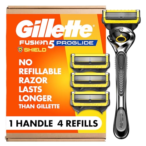 Men's Razor with 5-Blades & Precision Trimmer - Gillette ProGlide Shield, 1 Handle + 4 Refills