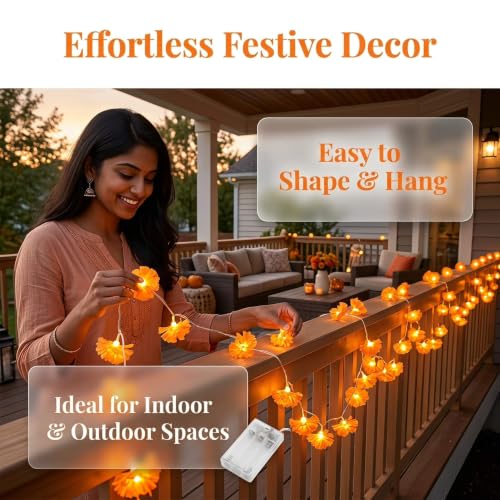 4 Pack LED Marigold String Lights for Diwali Halloween Indoor Outdoor Decoration