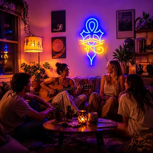 Cross Evil Eye Neon Sign LED Wall Decor Lights - Wall Art & Party Lighting - Variation: Cross Eye