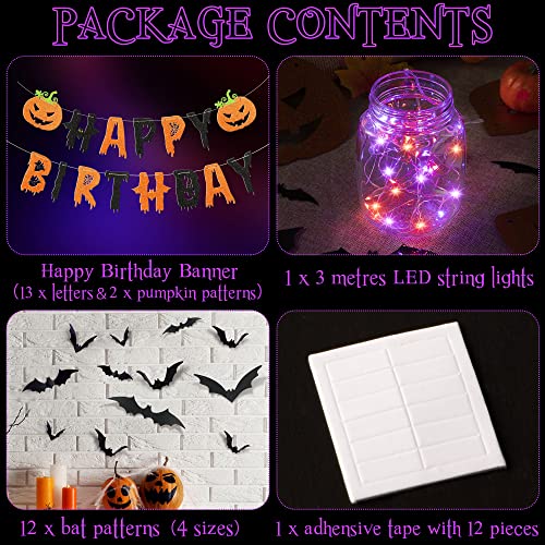 Halloween Birthday Banner with 8-Mode String Lights – Halloween Party Decor