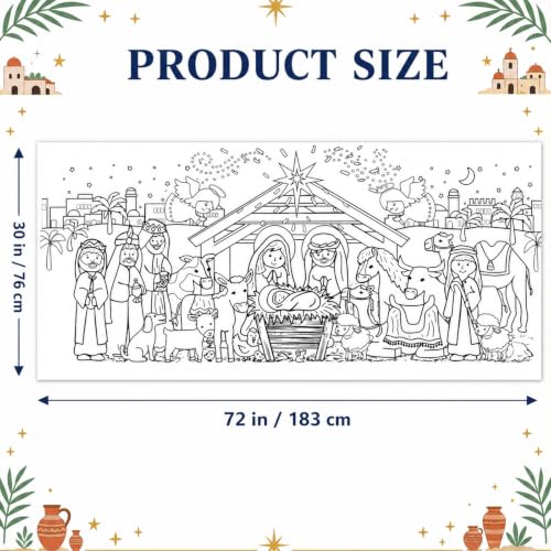 Jesus Nativity Scene Coloring Poster & Tablecloth - Christmas Holiday Decor