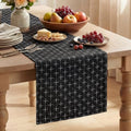 Black Cross-Star Textured Table Runner - 13x72 Inch Water-Resistant Kitchen Decor