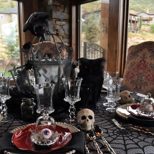 Halloween Spider Web Lace Tablecloth - 32x41 Inch Decorative Cover for Parties