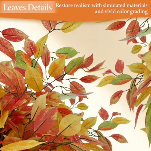 6FT Artificial Ficus Tree with Autumn Foliage - Seasonal Home Decor - Orange
