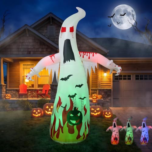 12 Ft Halloween Inflatable Ghost with LED Lights Outdoor Yard Decoration