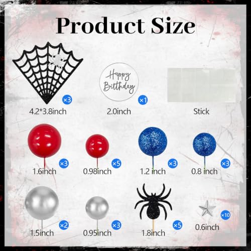 Spider Cake Topper 39Pcs Halloween Birthday Decoration Set - Variation 5