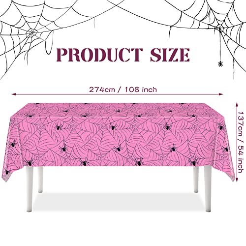 Pink Halloween Tablecloths 3 Pack Rectangular Party Decorations - Waterproof Plastic