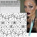 Halloween Face Gems Spider Web & Spider Face Stickers - Black & Clear - NOOEPC