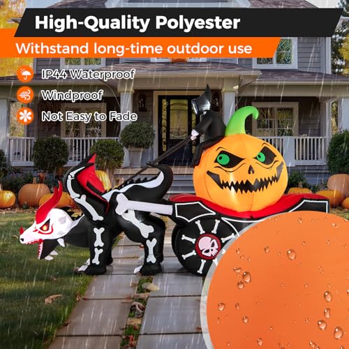 9 FT Halloween Inflatable Grim Reaper Carriage with Pumpkin & Skeleton Dragon