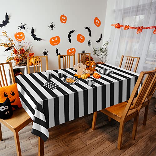 Black and White Striped Party Supplies Set - 113 Pieces for Halloween, Birthday, Wedding