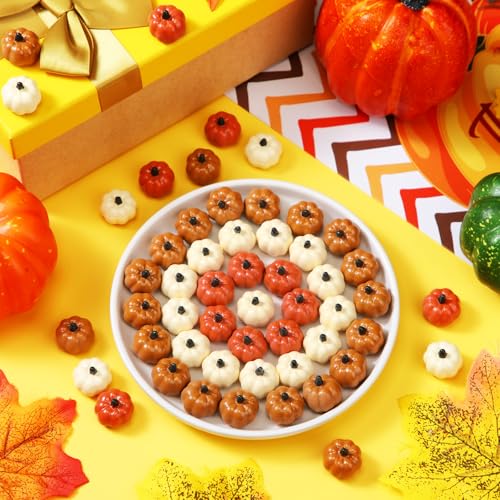Mini Pumpkin Resin Charms Bulk for Fall Crafts & Decorations - 90 Pieces
