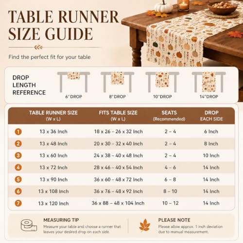 Fall Watercolor Pumpkin Table Runner 13x72 Inch - Yellow Variation