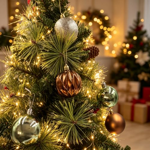 Green Copper Gold Christmas Tree Ornaments Set - 30 Mini 2.36 Inch Holiday Decor