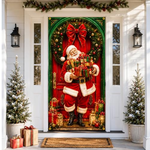 Christmas Door Cover Santa Gifts Banner Festive Front Door Decor - Santa Gifts Variation