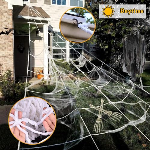 Halloween Outdoor Spider Web Lights with Spider & 8 Modes - Dark Purple & Orange Variation