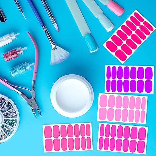 Fluorescence Nail Polish Strips Set - Vibrant Color Self-Adhesive Nail Wraps for Short Nails - 14 Sheets