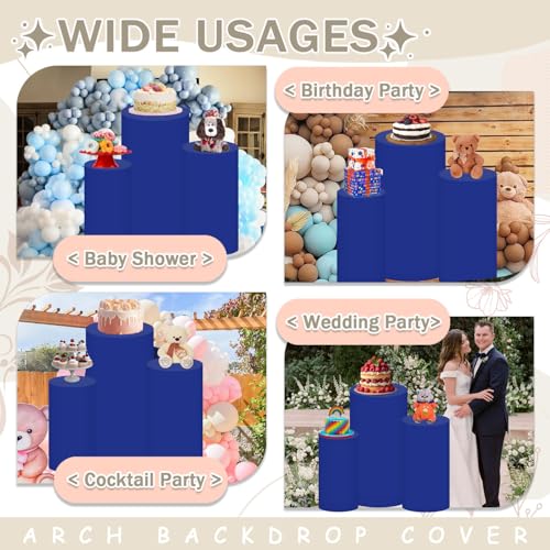 Set of 3 Royal Blue Cylinder Covers - Elastic Fabric Pedestal Stand Protectors (Variation of THIS listing)