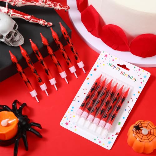 Bloody Handprint Candles - Halloween Horror Party Decor, Red Black, 12 Pcs