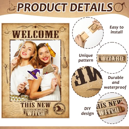 Magical Witch Party Photo Booth Frame & Props Set for Birthday Celebration