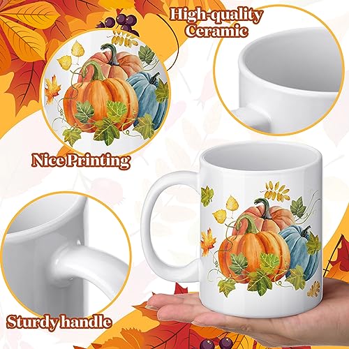 Fall Pumpkin Coffee Mug Set - 12oz Ceramic Drinkware with Handle, Autumn Gift
