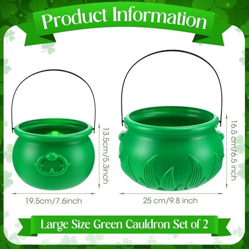 Green Cauldron Pot of Gold Set - 2 Pcs St. Patrick's Day Decorations