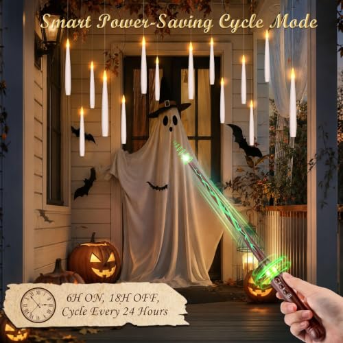 Palmatte 20P Floating Candles with Wand Remote Halloween Indoor Decor