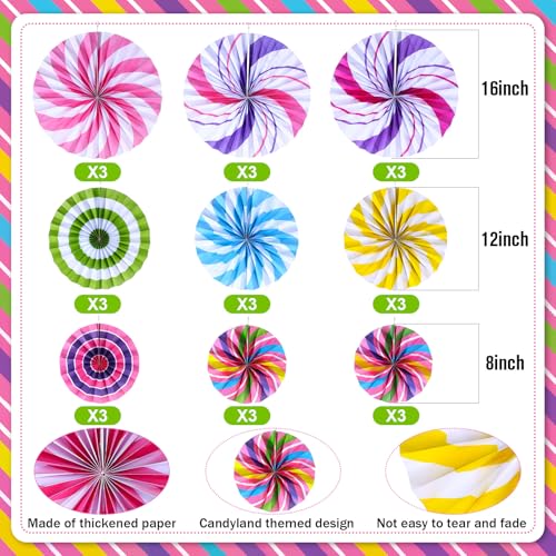 Candy Themed Hanging Paper Fans - 27 Piece Party Decorations - Classic Variation