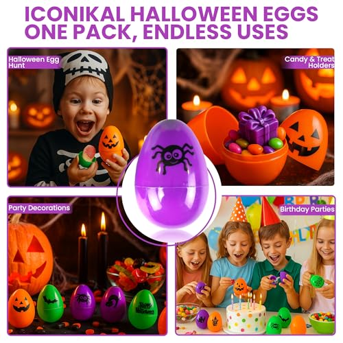 72-Pack Halloween Plastic Eggs Treat Containers for Party Decorations