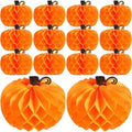 14-Pack Fall Honeycomb Pumpkin Decorations - 10.2 Inch Paper Halloween & Thanksgiving Centerpieces
