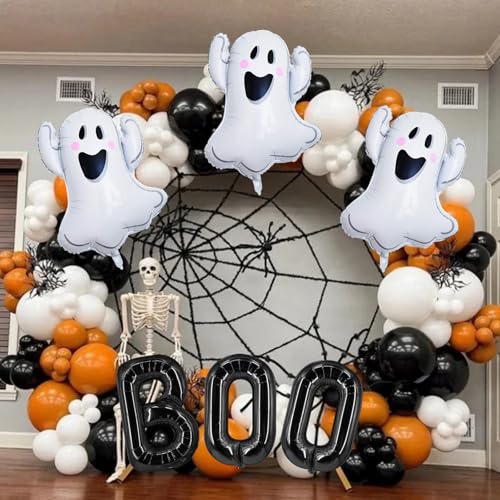 Halloween Foil and Ghost Balloon Set - 6 Pieces for Party Decorations