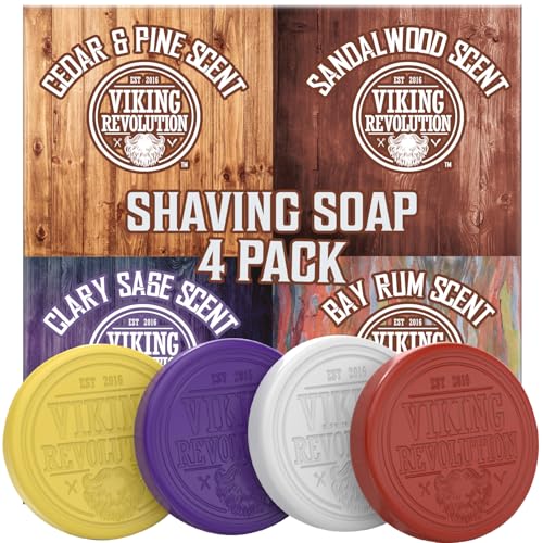 Shaving Soap Variety Set 1 - Sandalwood, Clary Sage, Cedar, 2.5 oz Each
