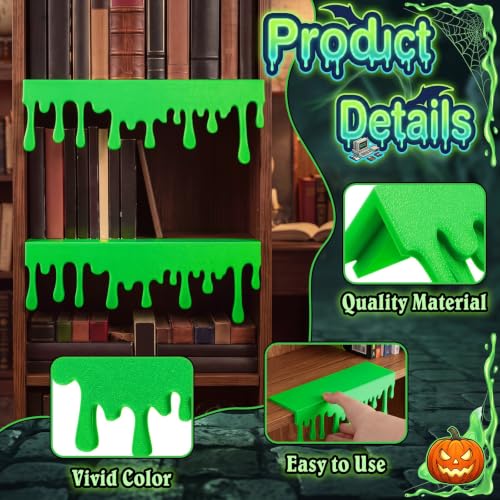 Halloween Green Slime Drip Bookshelf Decorations - 2 Pieces
