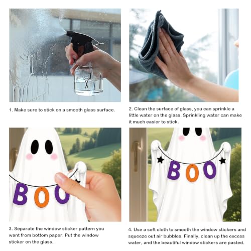 Ghost Halloween Static Window Clings - Reusable Indoor Decorations, 9 Pcs