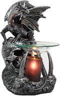 Sabretooth Skull Dragon Oil Warmer - Gothic Decor, Fantasy Fireplace, 8.5" with Variation Grendel Sabretooth Skull Guardian