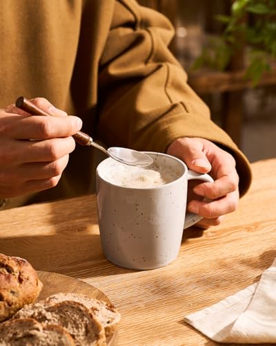 Meteor Creamy White Coffee Mug Set of 4 - 13 oz Ceramic Cups with Handle
