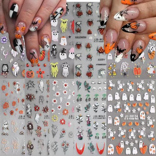 Halloween Nail Art Stickers Pumpkin Ghost Spider Web Self-Adhesive Set - Style16